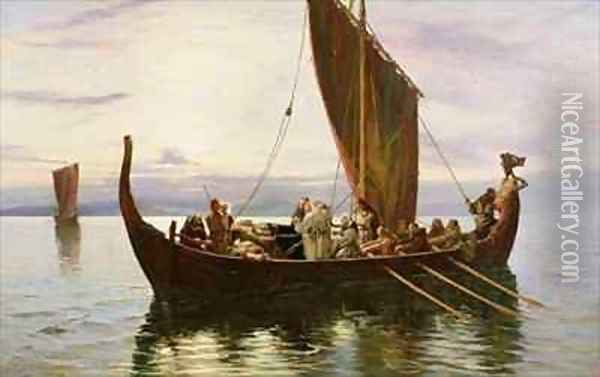 The Last Voyage of the Viking Oil Painting - Robert Gibb