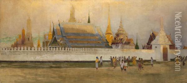 Temple Of The Emerald Buddha Oil Painting - Ivan Leonidovich Kalmykov