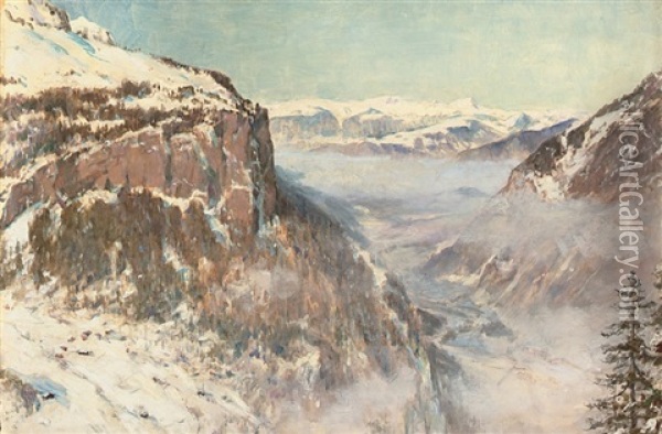 The Lauterbrunnen Valley Oil Painting - Sir Ernest Albert Waterlow