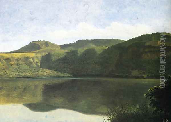 Lake Albano with Palazzolo Oil Painting - Joseph Augustus Knip
