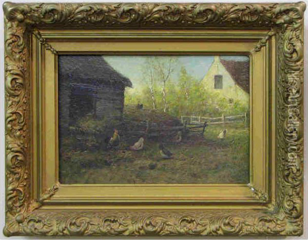Chickens In The Barnyard Oil Painting - Marinus Adrianus Ii Koekkoek