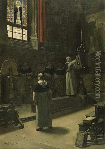 Interieur De Sta Maria Novella, Florence Oil Painting - Franz Meerts
