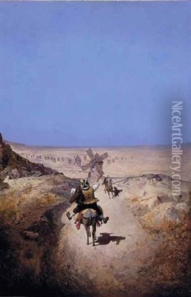 Don Quijote Del Centenario (a Century Of Don Quijote) Oil Painting - Enrique Atalaya