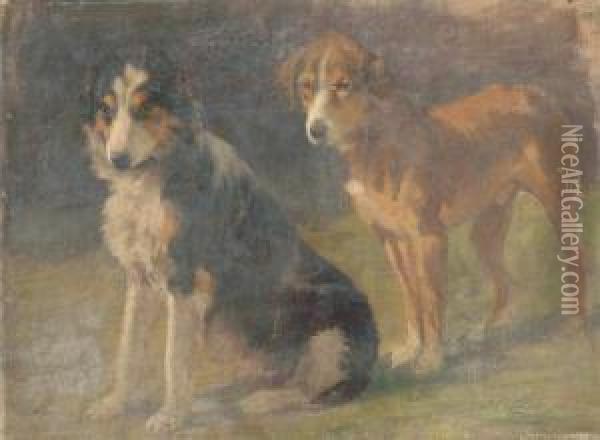Coppia Di Cani Oil Painting - Eugenio Cecconi