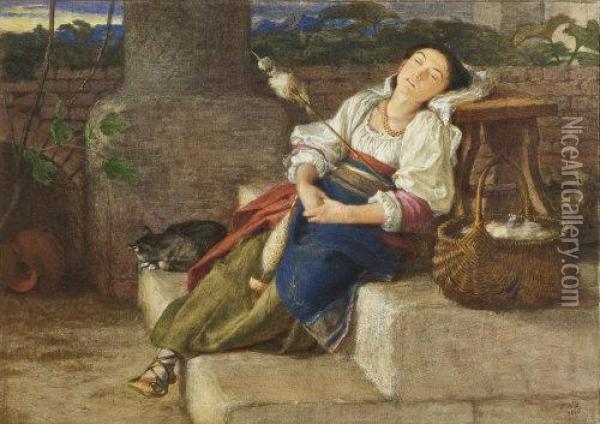 Weary Oil Painting - Frederick William Burton