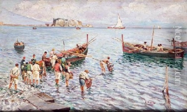 Escena De Pesca Oil Painting - Attilio Pratella