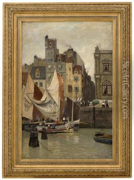 High Tide, Motif From Le Havre Oil Painting - Fritz Thaulow