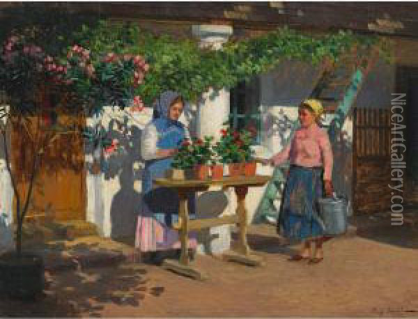 Flower Stall Oil Painting - Emil Pap