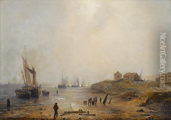 Coastal Scene At Low Tide Oil Painting - Theodore Gudin