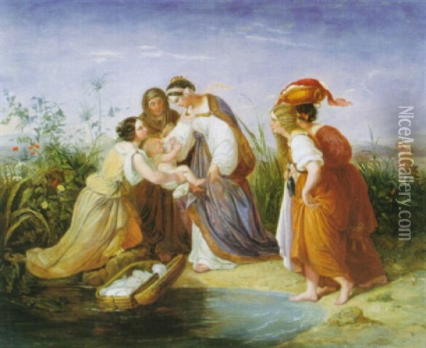 Die Findung Moses Oil Painting - Christian Kohler