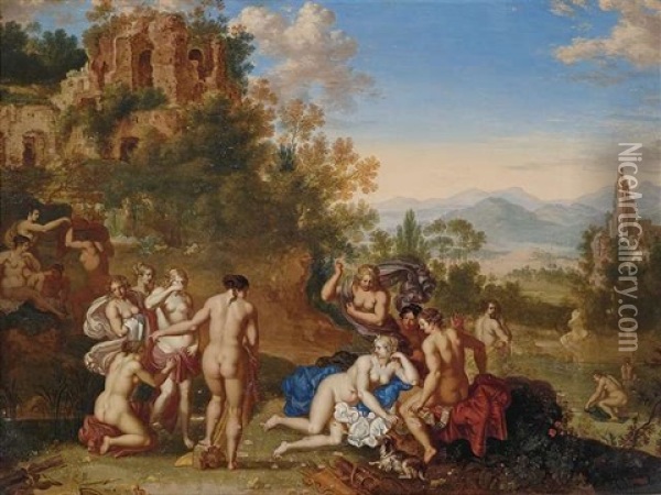Diana Und Ihre Nymphen Entdecken Die Schwangerschaft Callistos Oil Painting - Johan van Haensbergen