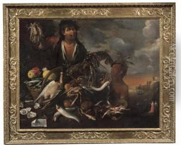 Il Venditore Di Pesci (pescivendolo) O 1655 Oil Painting - Joseph, The Younger Heintz