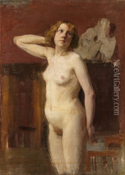 Standing Nude Oil Painting - Ivan Georgevich (Egorovich) Drozdov