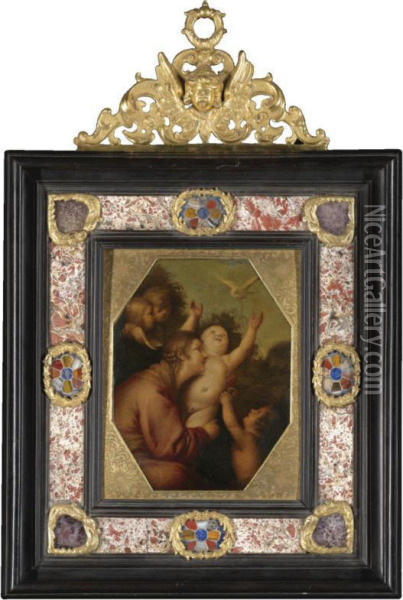 The Madonna And Child With The Infant St. John The Baptist And Putti Oil Painting - Giovanni Antonio Galli
