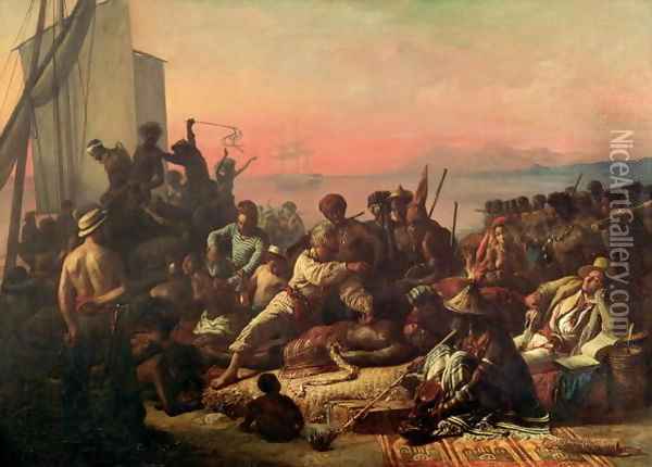 Slaves on the West Coast of Africa 1833 Oil Painting - Francois-Auguste Biard