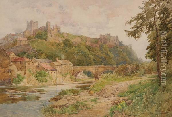 Richmond Castle And River Swale Oil Painting - George Hodgson