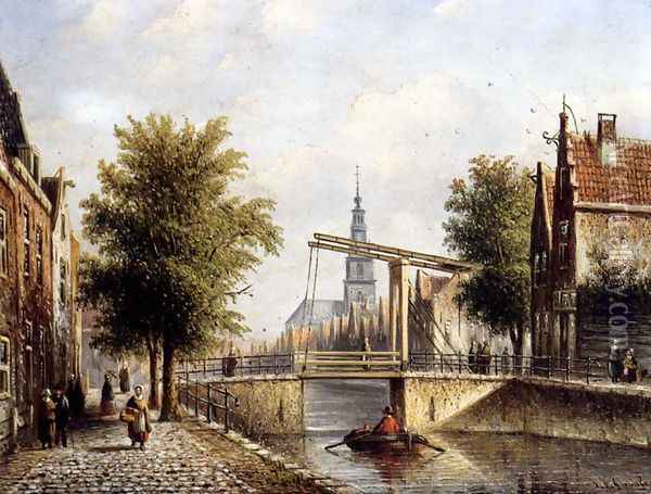 Capricio Sunlit Townviews In Amsterdam (Pic 2) Oil Painting - Johannes Franciscus Spohler