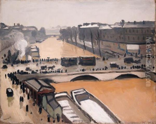 Le Pont St. Michel Oil Painting - Albert Marquet