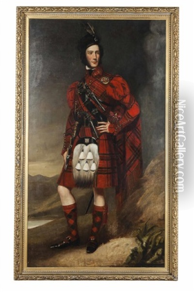 Full Length Portrait Of A Highland Chieftain Sir Francis Grant In Full Highland Dress Oil Painting - John Watson Gordon