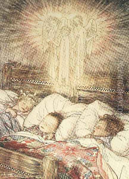 Christmas illustrations, from The Night Before Christmas by Clement Clarke Moore, 1931 Oil Painting - Arthur Rackham
