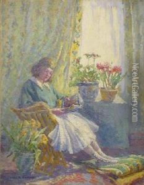 Girl Reading Oil Painting - Harriette Bowdoin