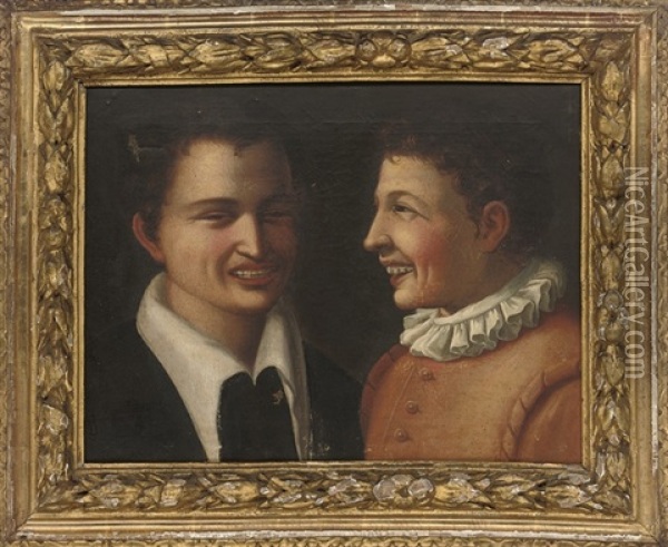 Two Laughing Boys (study) Oil Painting - Annibale Carracci