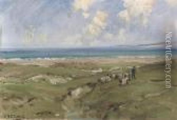 Shepherd By A Strand Oil Painting - James Humbert Craig