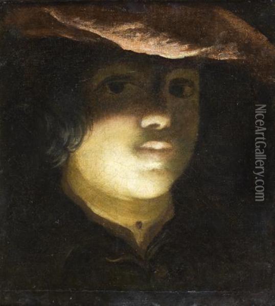 Jeune Homme Au Beret Rose Oil Painting - Pietro della Vecchia