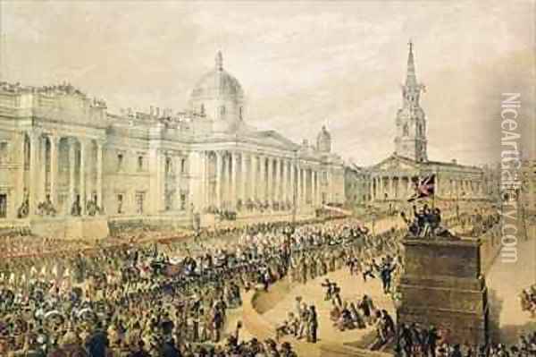 Wedding procession of Edward Prince of Wales and Princess Alexandra at Trafalgar Square Oil Painting - Robert Dudley