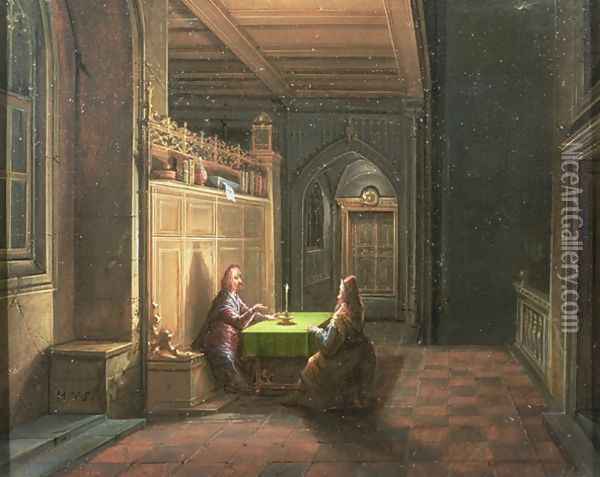 Christ in the House of Nicodemis Oil Painting - Hendrik van Steenwyck