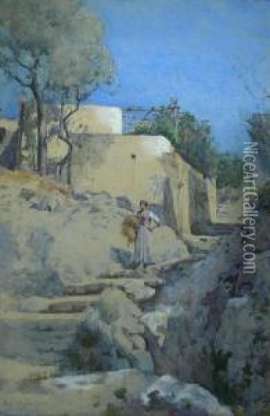 Figure On A Mediterranean Path Oil Painting - Frederick William Jackson