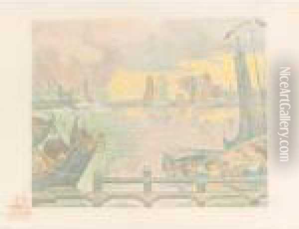 Les Bateaux A Flessingue (k./w. 12) Oil Painting - Paul Signac