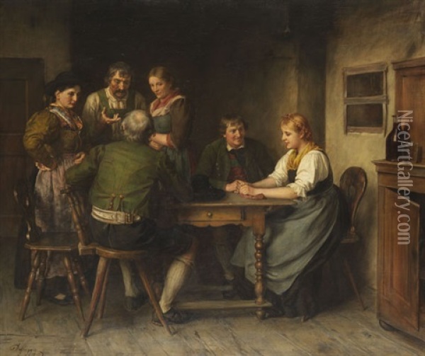 Die Werbung Oil Painting - Franz Von Defregger