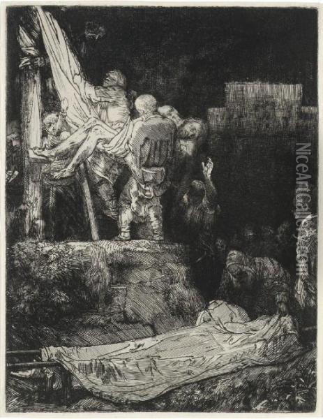 The Descent From The Cross By Torchlight (b., Holl. 83; H. 280) Oil Painting - Rembrandt Van Rijn