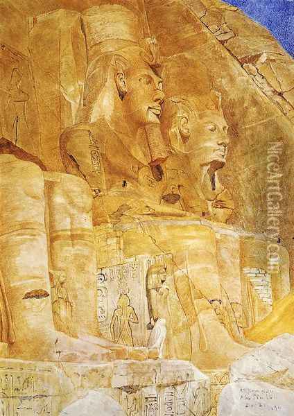 The Third and Fourth Figures at Abu Simbel Oil Painting - Henry Roderick Newman