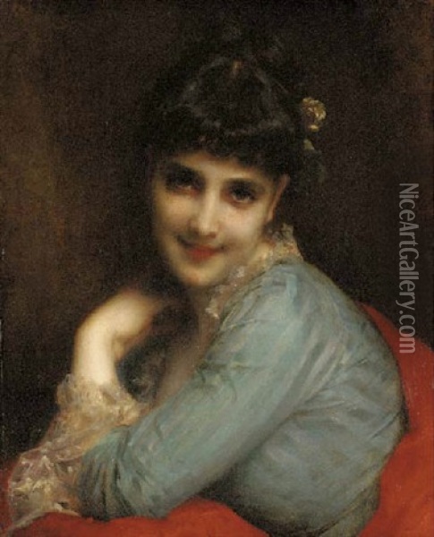A Young Beauty Oil Painting - Etienne Adolph Piot
