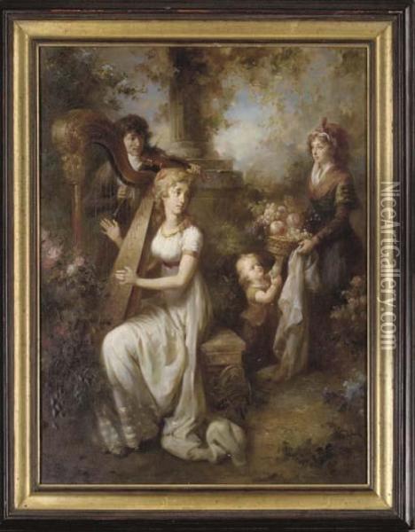 Music In The Garden Oil Painting - Jean-Honore Fragonard