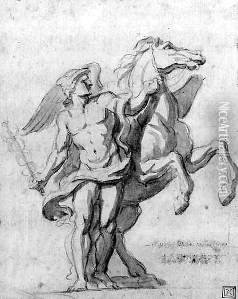 Mercury and Pegasus Oil Painting - Charles Le Brun