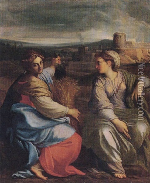 Plenty And Felicity (?) Oil Painting - Agostino Carracci