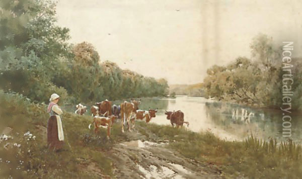 Watching over the herd Oil Painting - Thomas Lloyd