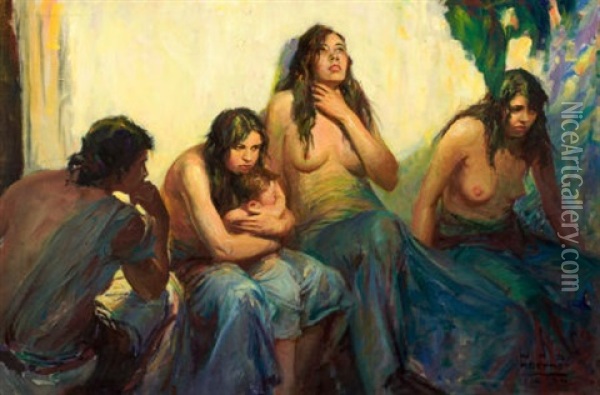 Women Of Pitcairn Oil Painting - William Henry Dethlef Koerner