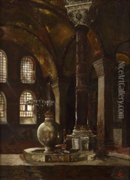 In The Mosque Oil Painting - George Henry Bogert