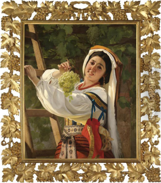 Laughing Italian Girl Oil Painting - Evgraf Semenovich Sorokin