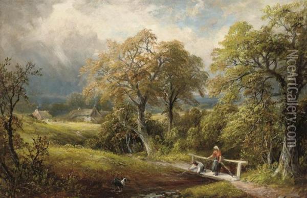 Windley Brook, Derbyshire Oil Painting - George Turner