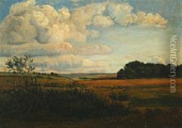 Danish Summer Landscape Oil Painting - Dankvart-Christian-Magnus Dreyer