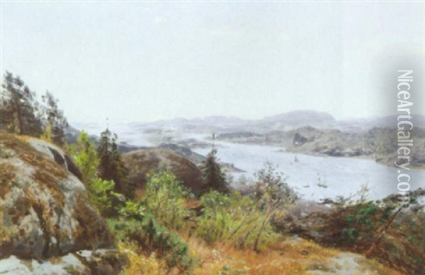 Parti Fra En Norsk Fjord Oil Painting - Godfred Christensen