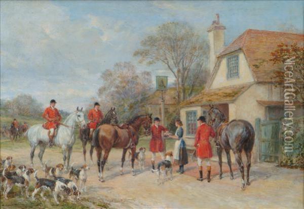 The Meet At The Bell Oil Painting - Heywood Hardy