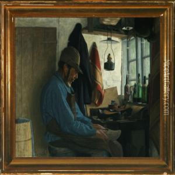 Shoemaker Oil Painting - Anders Christian Terslose