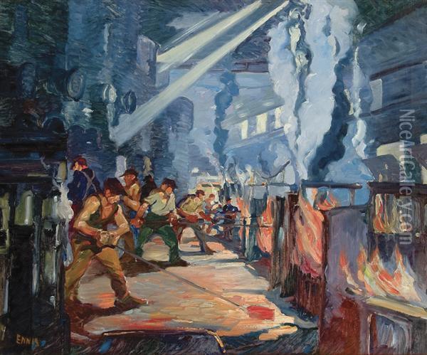 Heating Forging Banks Oil Painting - George Pearse Ennis