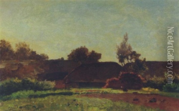 Farmhouses On A Clear Day Oil Painting - Paul Joseph Constantin Gabriel